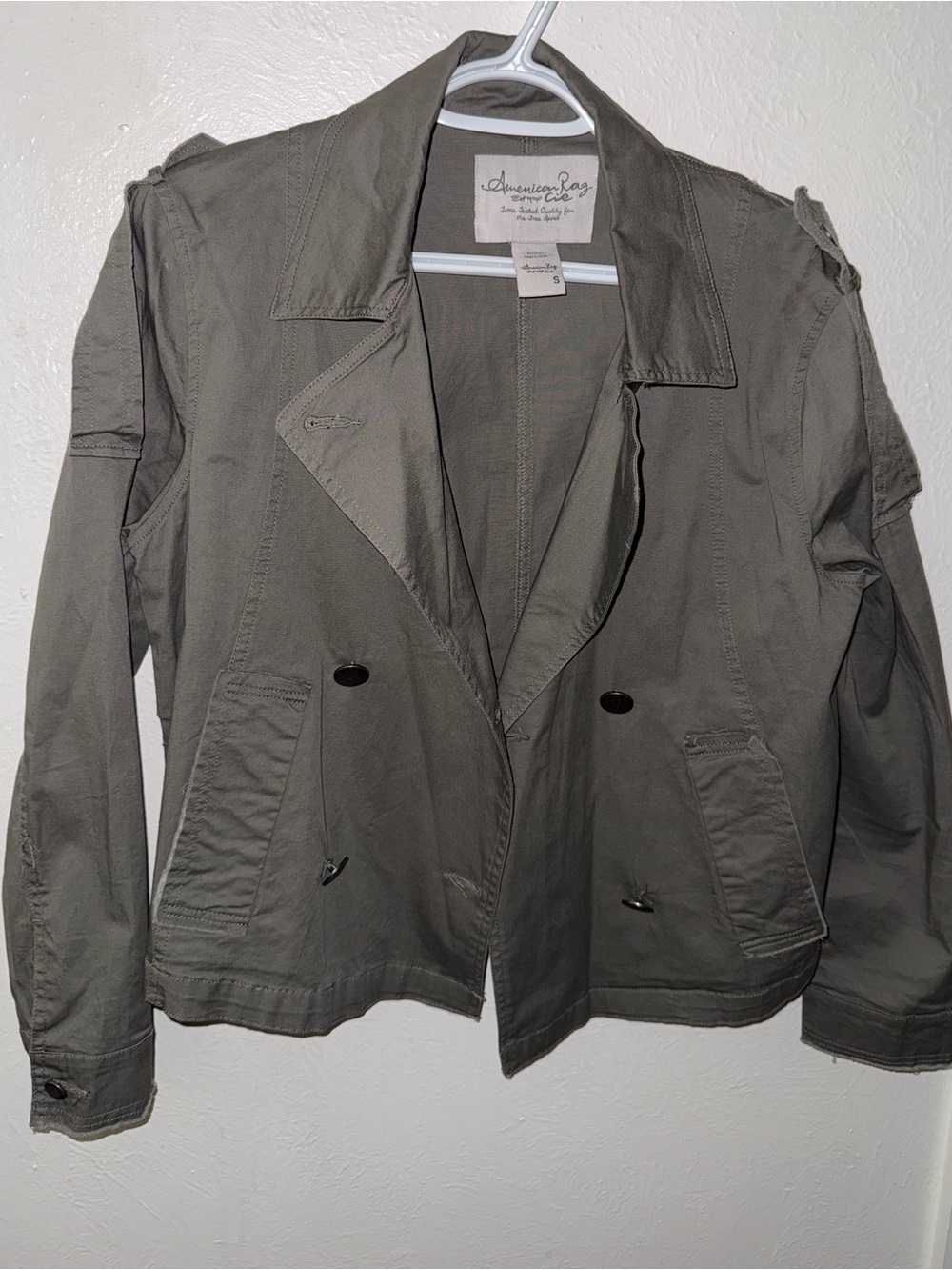 American Rag Olive Utility Double-Breasted Jacket